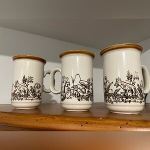 1970s Churchill England Vintage Ceramic Mugs Charming Woodland Animal Design